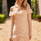 Sequin Glimmer Rouched Off-Shoulder Gown
