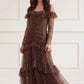 Sequin Glimmer Rouched Off-Shoulder Gown