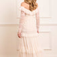 Sequin Glimmer Rouched Off-Shoulder Gown