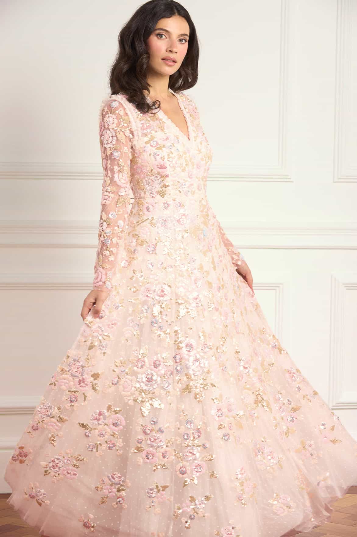 Sequin Paradise V-Neck Gown