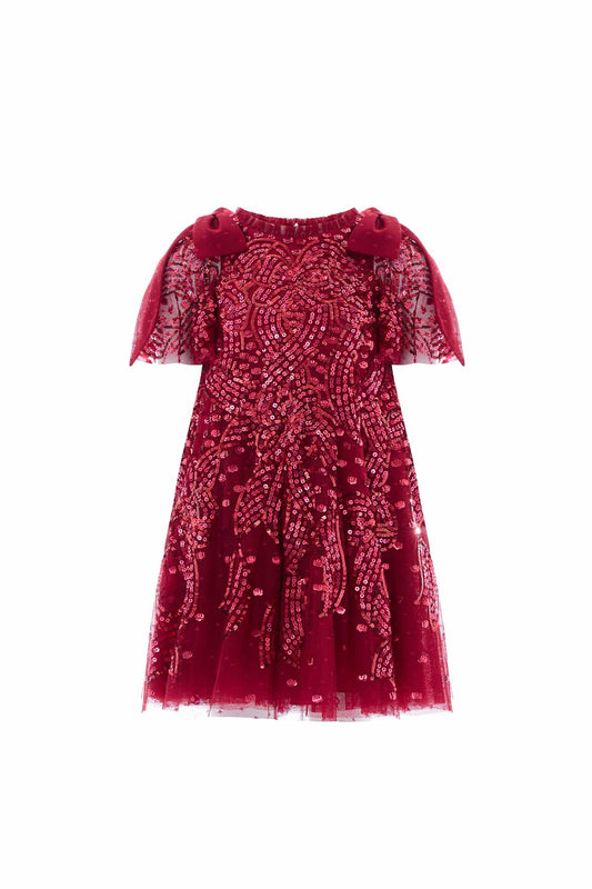 Sequin Ribbon Bow Kids Dress