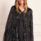 Sequin Ribbon Hooded Cape