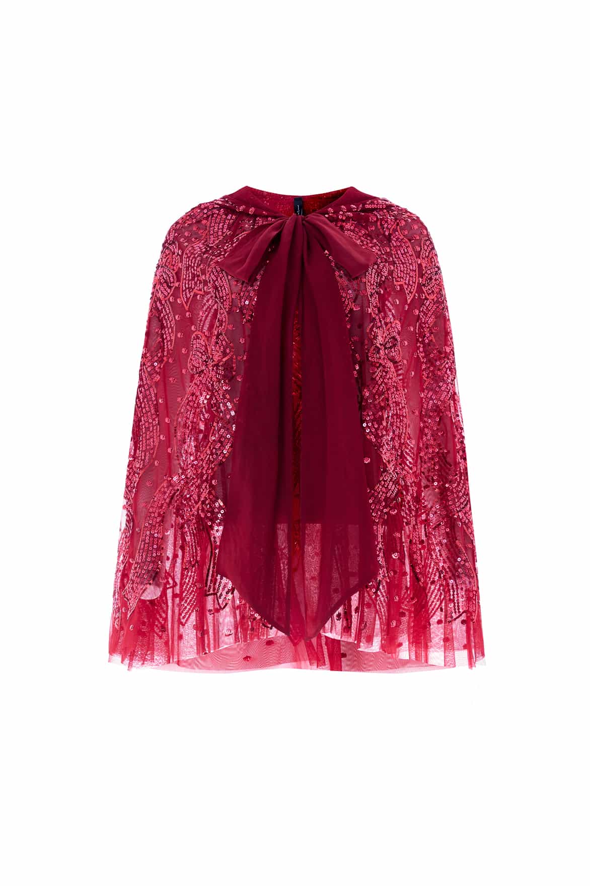 Sequin Ribbon Hooded Cape