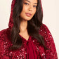 Sequin Ribbon Hooded Cape