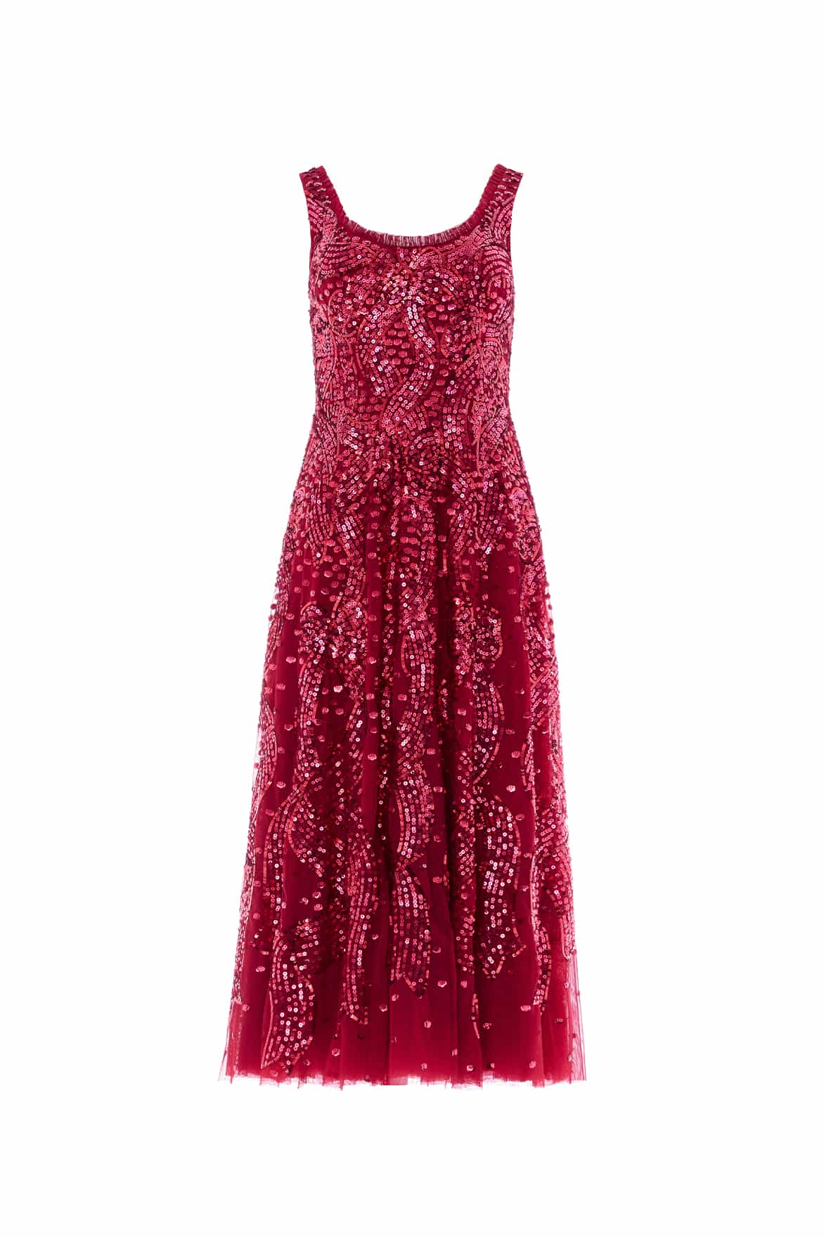 Sequin Ribbon Scoop Neck Ballerina Dress