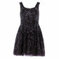Sequin Ribbon Scoop Neck Micro Mini Dress