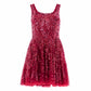 Sequin Ribbon Scoop Neck Micro Mini Dress