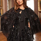 Sequin Ribbon Hooded Cape