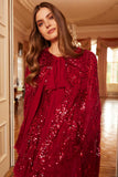 Sequin Ribbon Hooded Cape