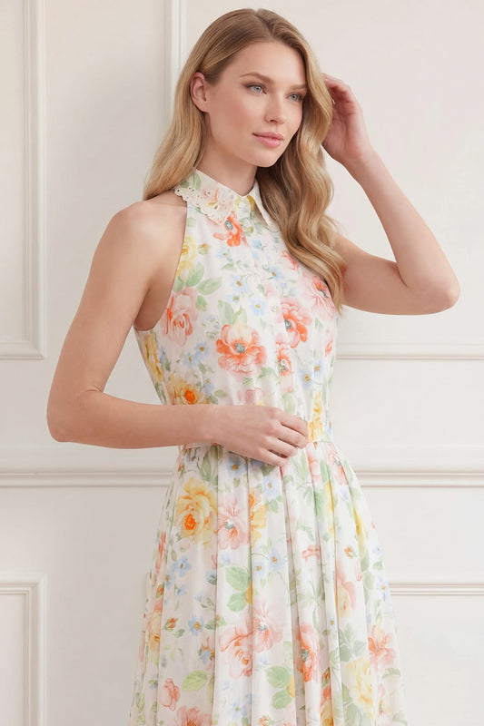 Sienna Rose Cotton Halter Ankle Gown