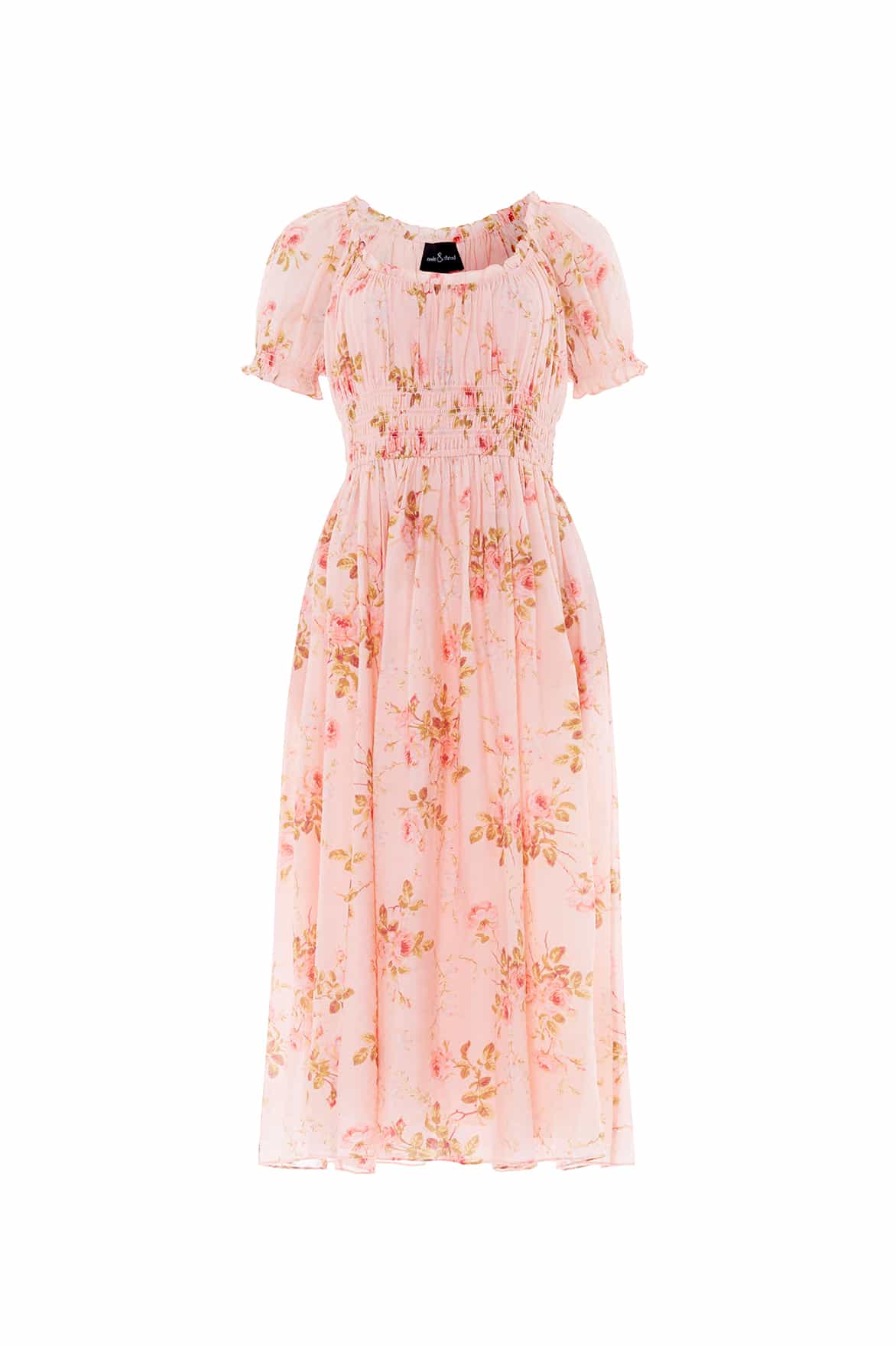 Summer's Rose Shirred Short Sleeve Ballerina Dress