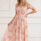 Summer's Rose Shirred Short Sleeve Ballerina Dress