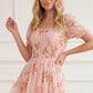 Summer's Rose Shirred Short Sleeve Ballerina Dress
