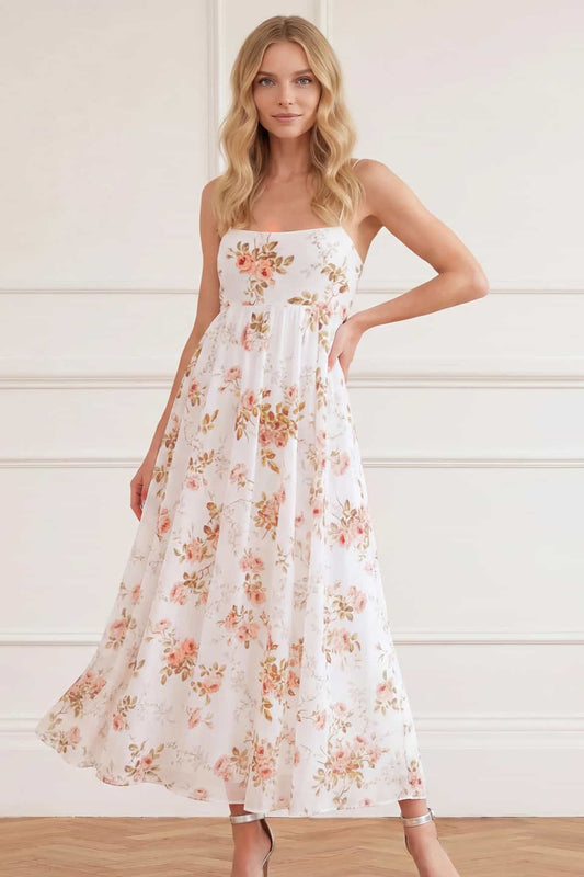 Summer's Rose Linen Blend Cami Ankle Gown
