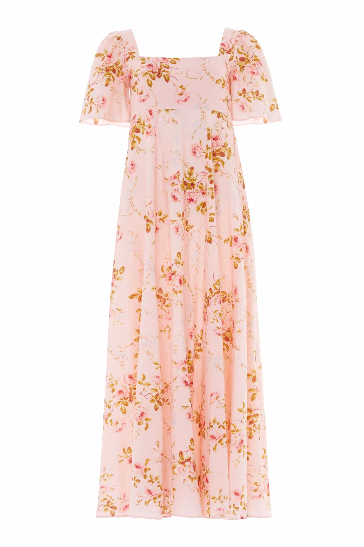 Summer's Rose Linen Blend Short Sleeve Ankle Gown