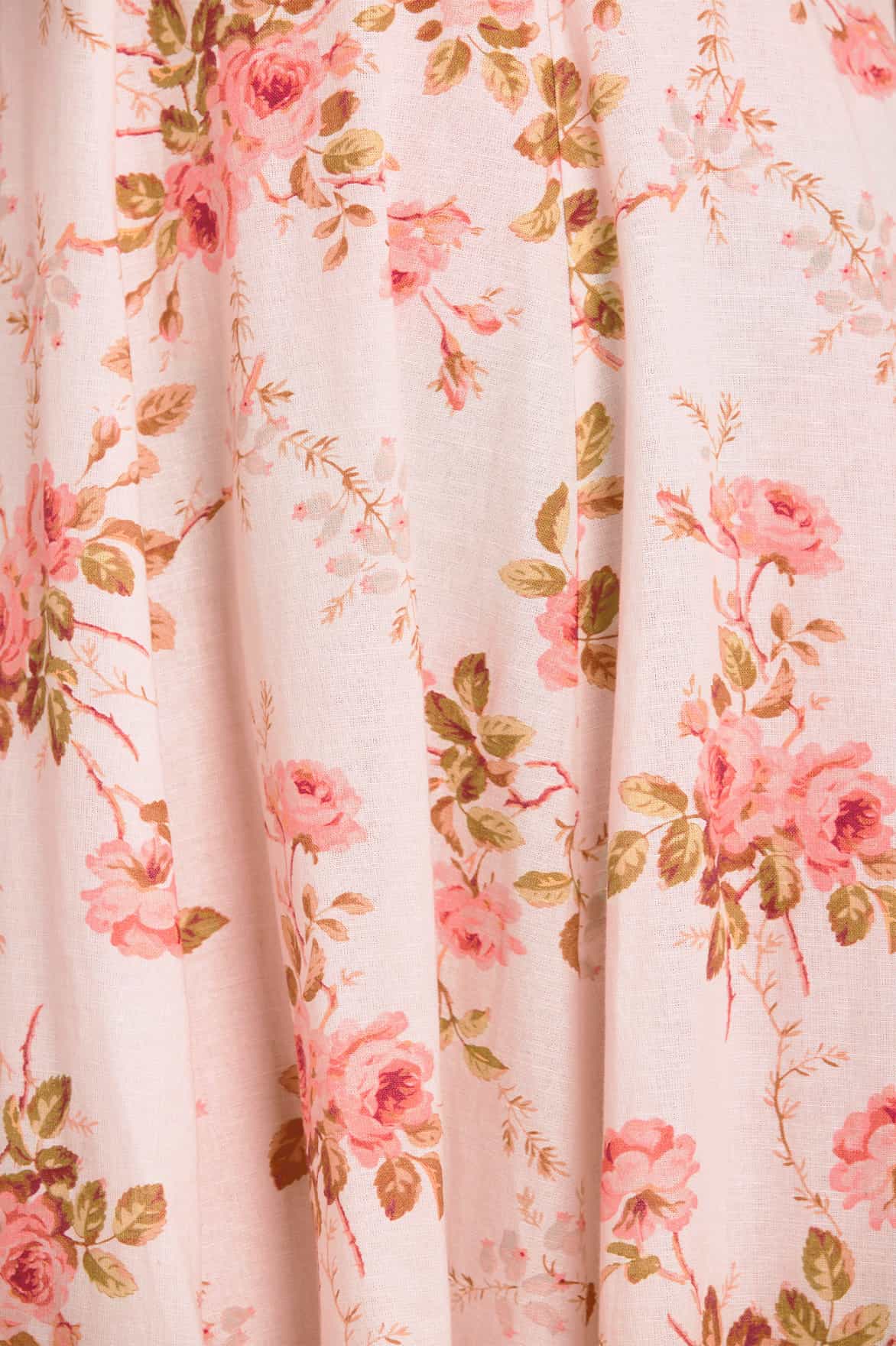 Summer's Rose Linen Blend Short Sleeve Ankle Gown