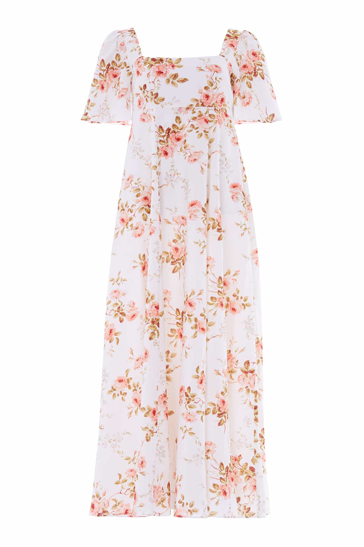 Summer's Rose Linen Blend Short Sleeve Ankle Gown