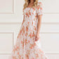 Summer's Rose Shirred Short Sleeve Ballerina Dress