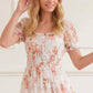 Summer's Rose Shirred Short Sleeve Ballerina Dress