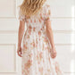 Summer's Rose Shirred Short Sleeve Ballerina Dress