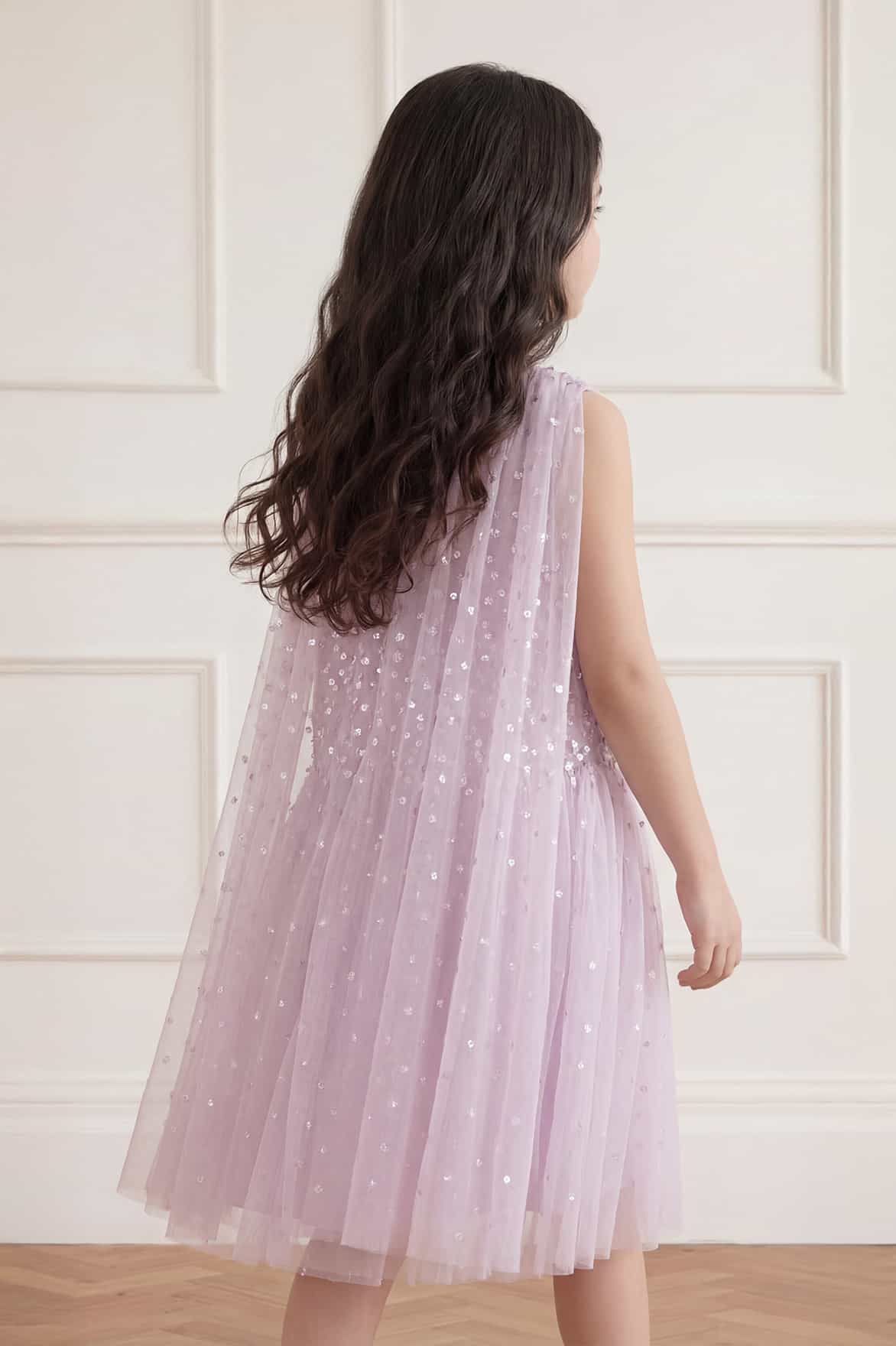 Sunrise Sequin Cape Kids Dress