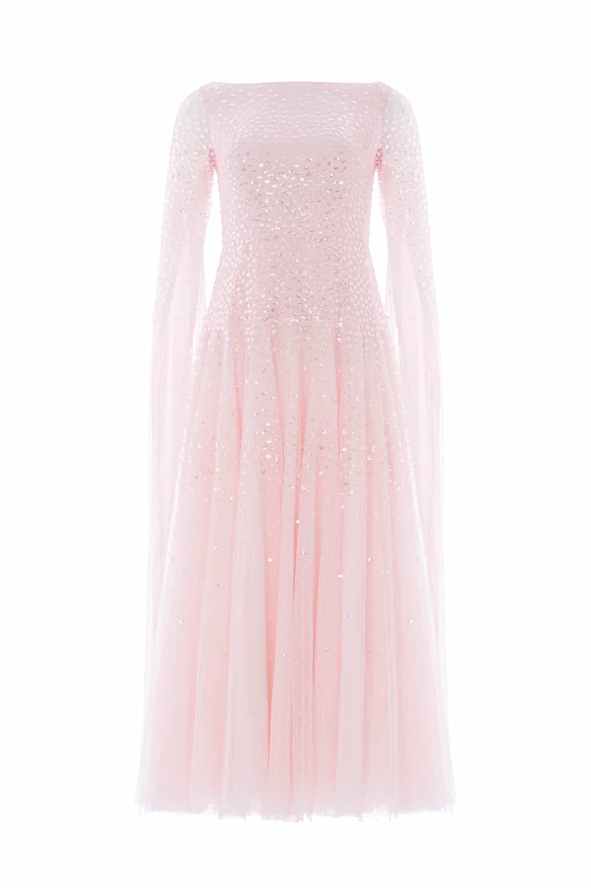 Sunrise Sequin Cape Sleeve Ankle Gown