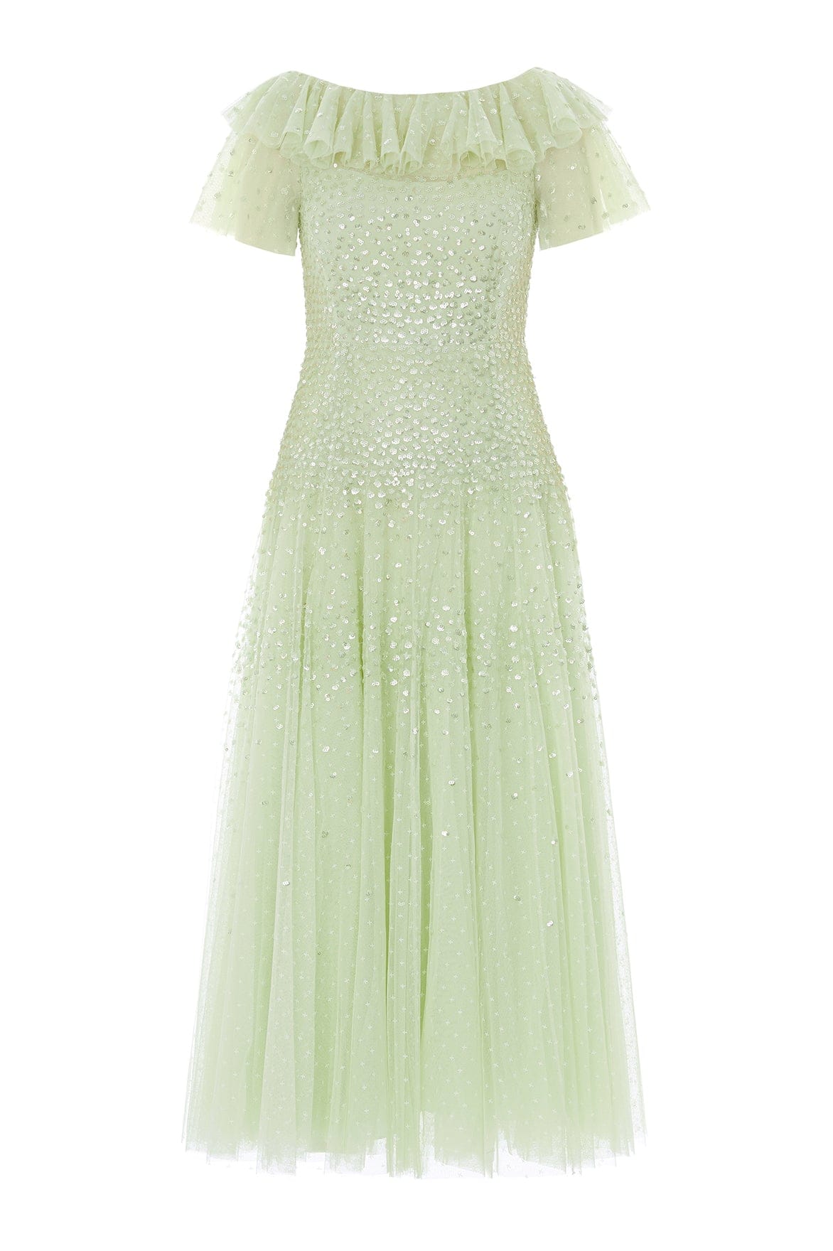 Sunrise Sequin Short Sleeve Ankle Gown