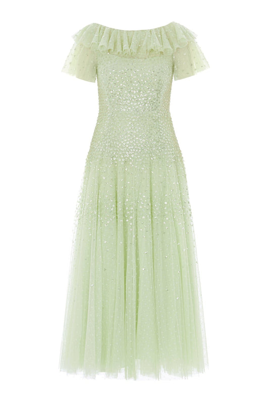Sunrise Sequin Short Sleeve Ankle Gown