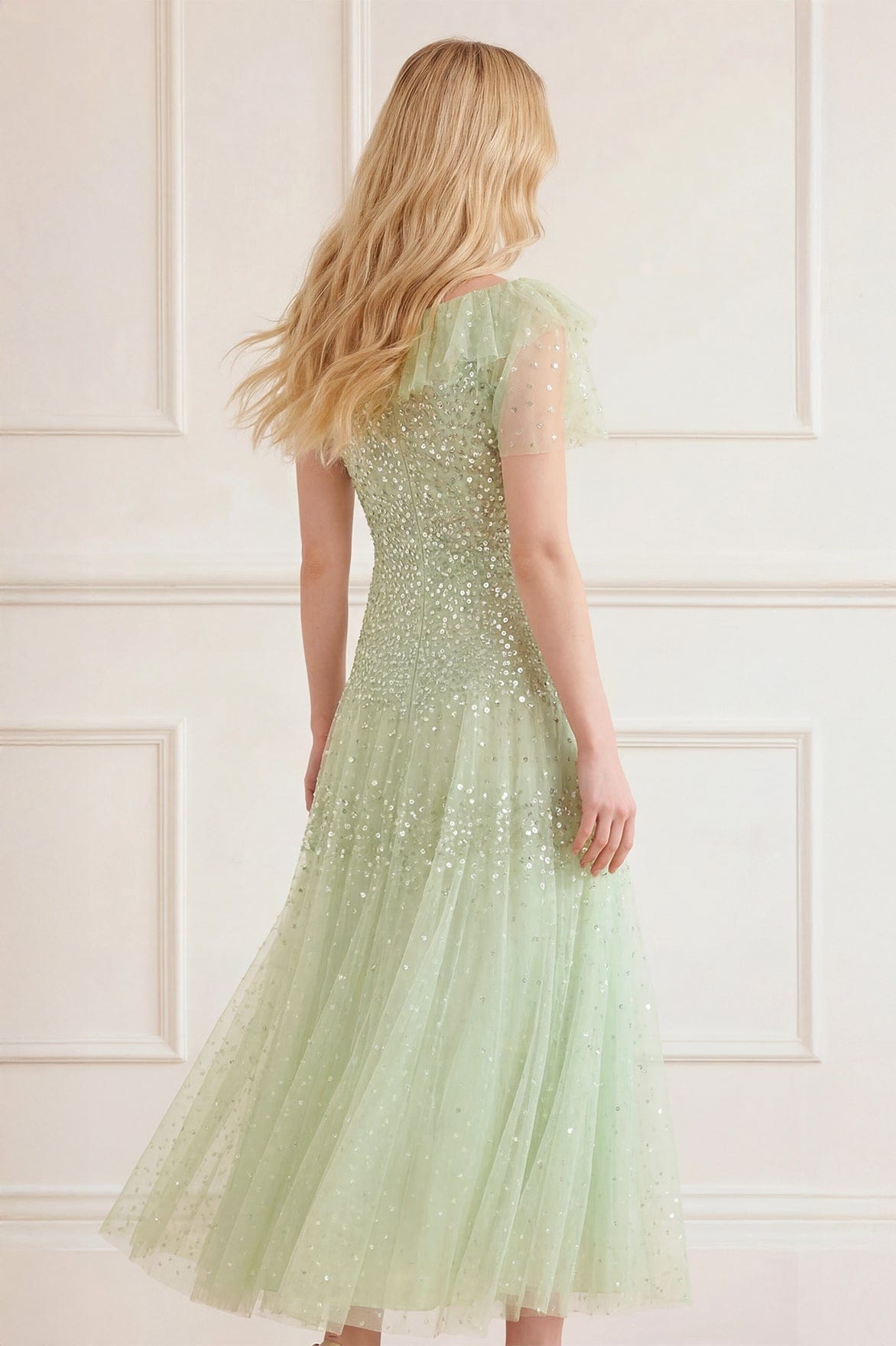 Sunrise Sequin Short Sleeve Ankle Gown
