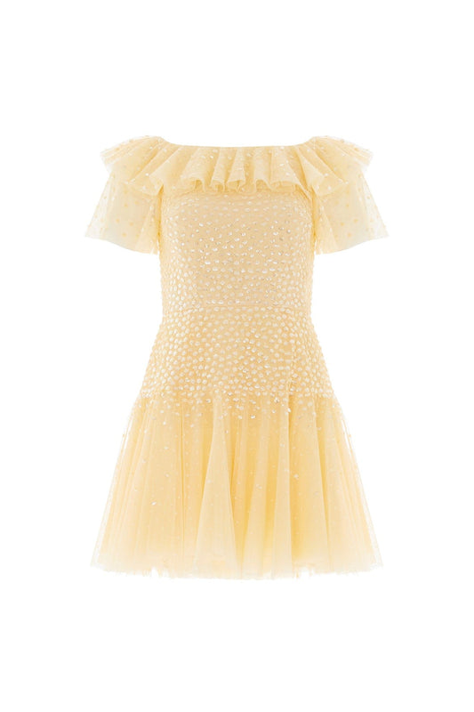 Sunrise Sequin Short Sleeve Micro Mini Dress