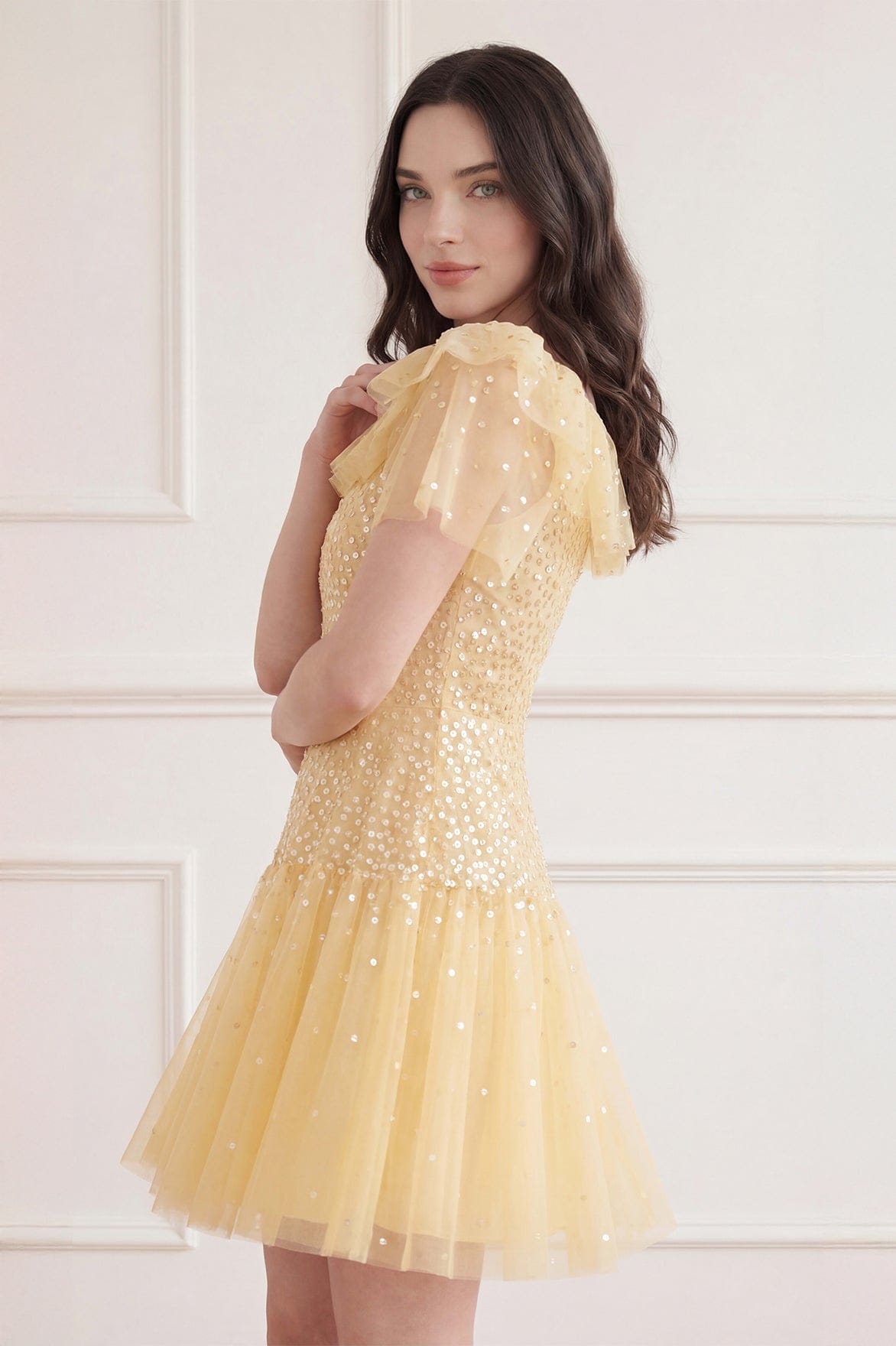 Sunrise Sequin Short Sleeve Micro Mini Dress