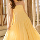 Sunrise Sequin Strapless Cape Ballerina Dress