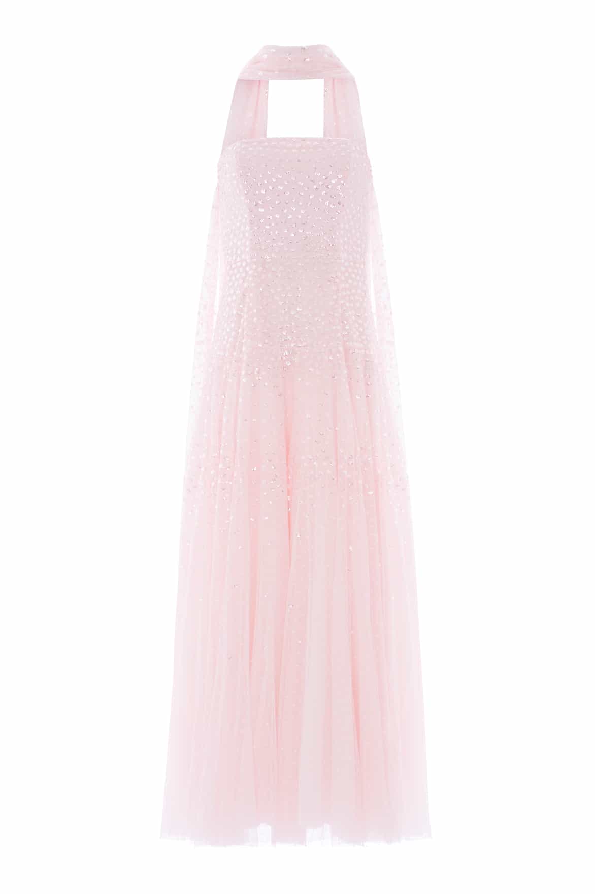 Sunrise Sequin Strapless Cape Gown