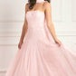 Sunrise Sequin Strapless Cape Gown