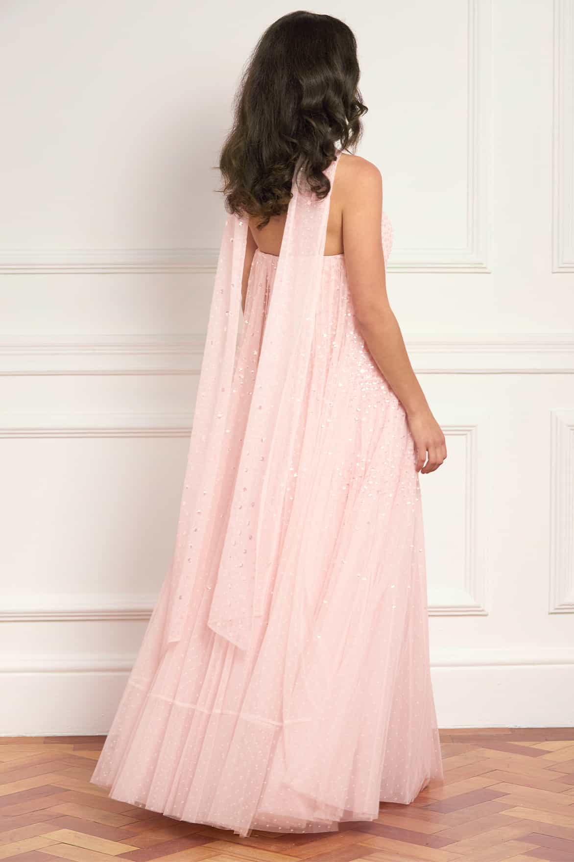 Sunrise Sequin Strapless Cape Gown