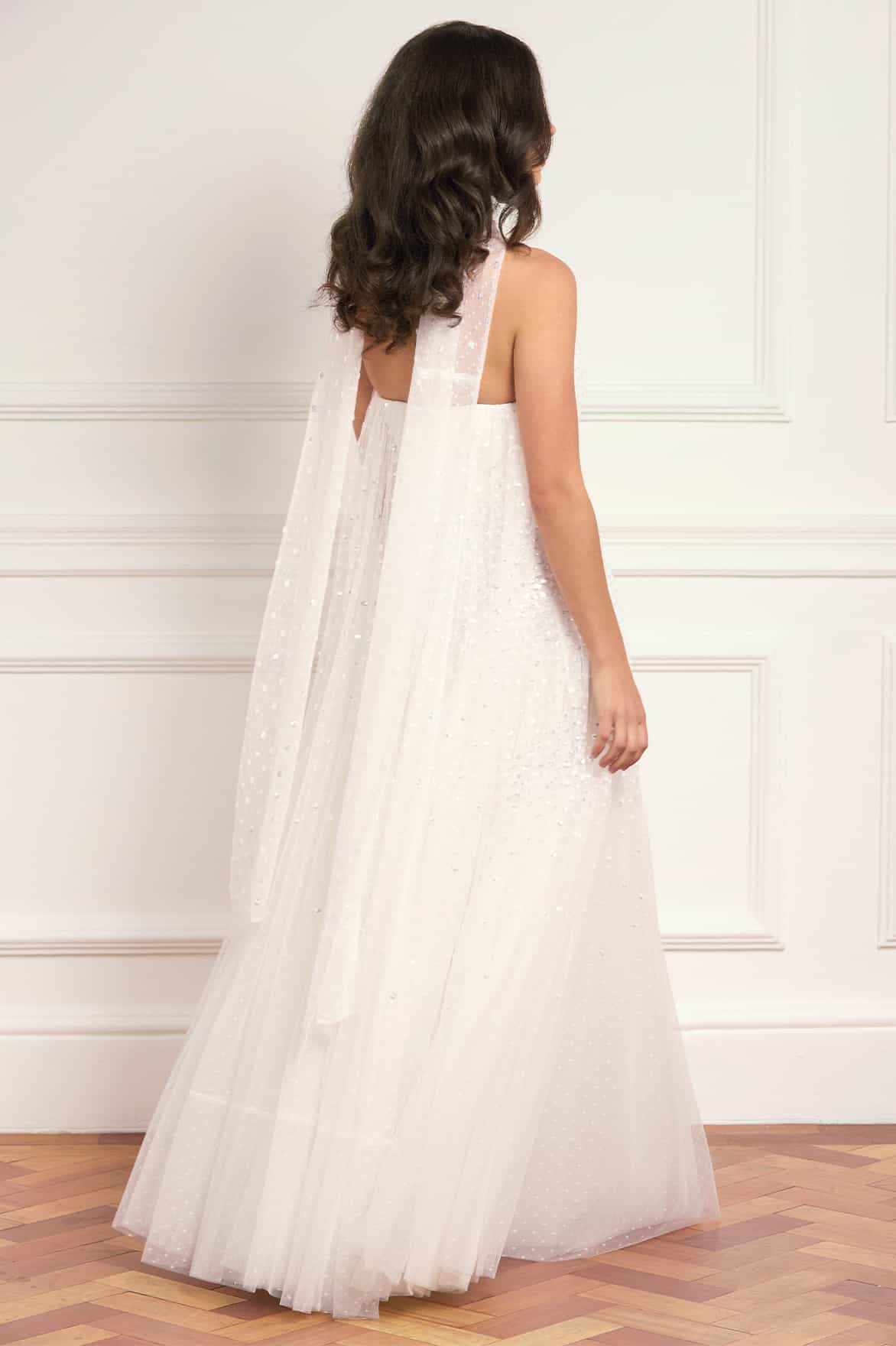 Sunrise Sequin Strapless Cape Gown