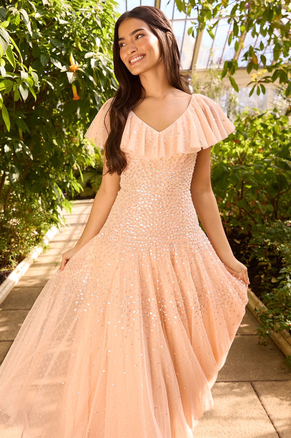 Sunrise Sequin V-Neck Ankle Gown