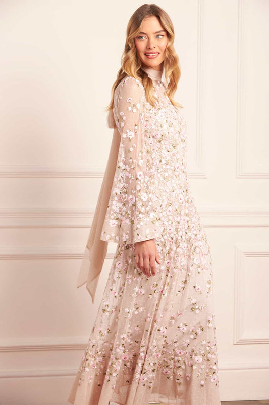 Sylvia Rose Long Sleeve Ankle Gown