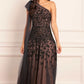 Sylvia Rose One-Shoulder Bow Ankle Gown