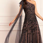 Sylvia Rose One-Shoulder Bow Ankle Gown