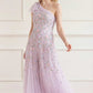 Sylvia Rose One-Shoulder Bow Ankle Gown