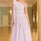 Sylvia Rose One-Shoulder Bow Ankle Gown