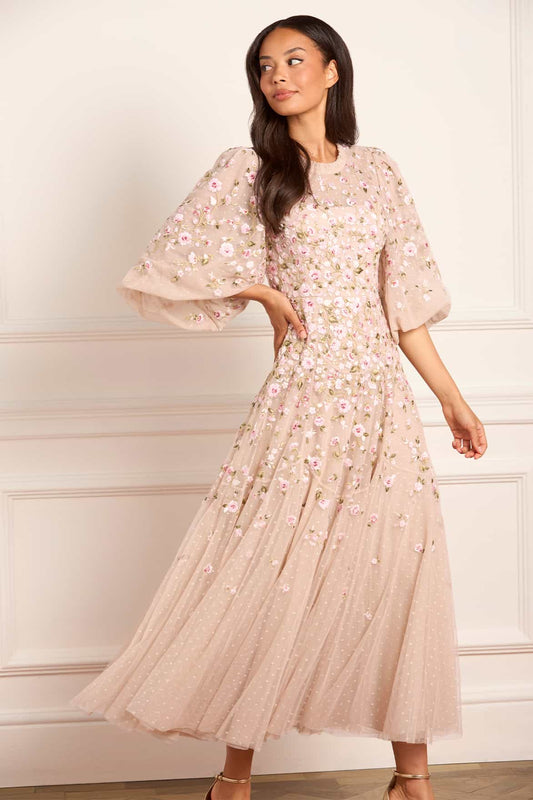 Sylvia Rose Round Neck Ankle Gown