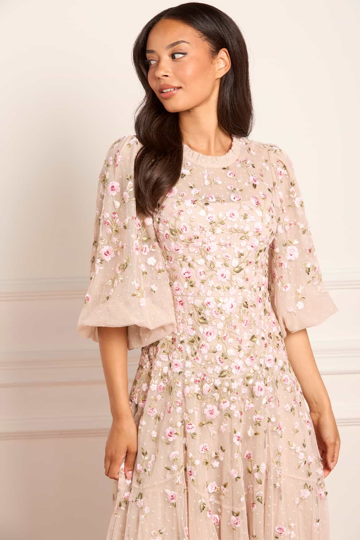 Sylvia Rose Round Neck Ankle Gown