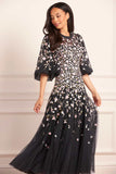 Sylvia Rose Round Neck Ankle Gown