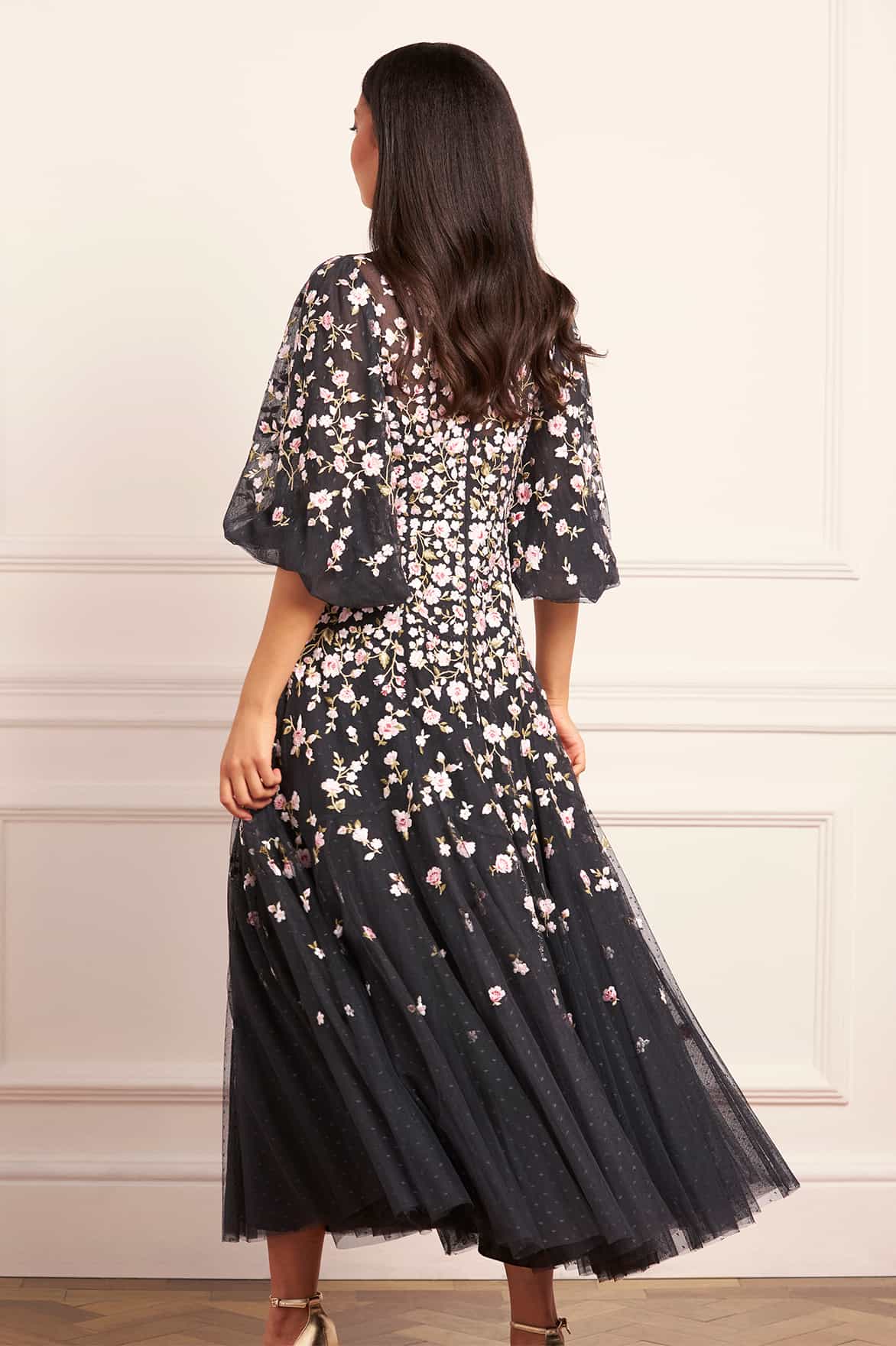 Sylvia Rose Round Neck Ankle Gown