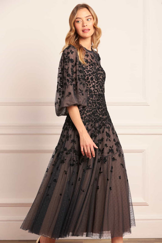 Sylvia Rose Round Neck Ankle Gown