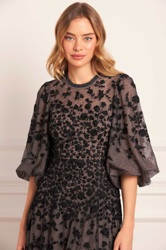 Sylvia Rose Round Neck Ankle Gown