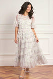 Trailing Floral Round Neck Ballerina Dress
