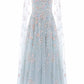 Versailles Ditsy Cape Sleeve Ankle Gown